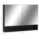 VidaXL Szafka łazienkowa z lustrem i LED, czarna, 80x15x60 cm, MDF