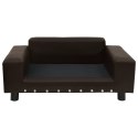 VidaXL Sofa dla psa, brązowa, 81x43x31 cm, plusz i sztuczna skóra