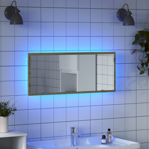 VidaXL Lustro łazienkowe z LED, dąb sonoma, 100x8,5x37 cm