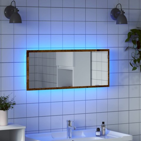 VidaXL Lustro łazienkowe z LED, stare drewno, 100x8,5x37 cm