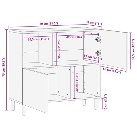 VidaXL Szafka, czarna, 80x33x75 cm, materiał drewnopochodny VidaXL Szafka, czarna, 80x33x75 cm, materiał drewnopochodny