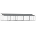 VidaXL Klatka dla psa, z dachem i drzwiami, szara, 10x2x2 m, stal
