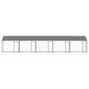 VidaXL Klatka dla psa, z dachem i drzwiami, szara, 10x2x2 m, stal