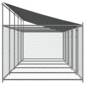 VidaXL Klatka dla psa, z dachem i drzwiami, szara, 10x2x2 m, stal