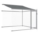 VidaXL Klatka dla psa, z dachem i drzwiami, szara, 10x2x2 m, stal