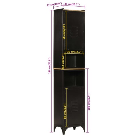 VidaXL Szafka łazienkowa, 40x27x180 cm, żelazo i lite drewno mango VidaXL Szafka łazienkowa, 40x27x180 cm, żelazo i lite drewno mango