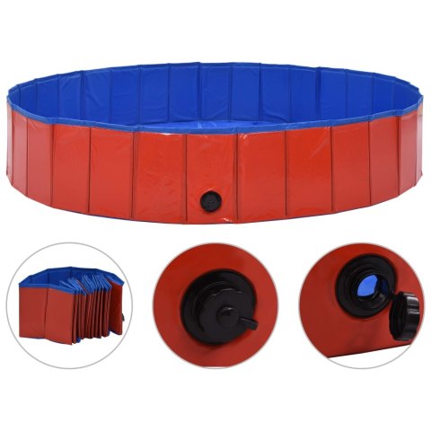 Składany basen dla psa, czerwony, 160 x 30 cm, PVC Składany basen dla psa, czerwony, 160 x 30 cm, PVC