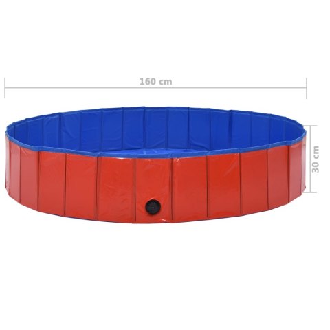 Składany basen dla psa, czerwony, 160 x 30 cm, PVC Składany basen dla psa, czerwony, 160 x 30 cm, PVC