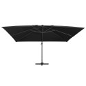 VidaXL Parasol wiszący z LED i aluminiowym słupkiem 400x300 cm, czarny