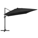 VidaXL Parasol wiszący z LED i aluminiowym słupkiem 400x300 cm, czarny