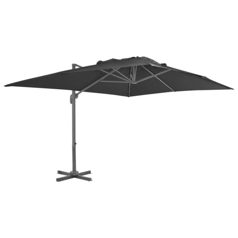 VidaXL Parasol wiszący z aluminiowym słupkiem, 4x3 m, czarny