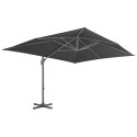 VidaXL Parasol wiszący z aluminiowym słupkiem, 4x3 m, czarny