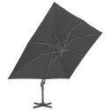 VidaXL Parasol wiszący z aluminiowym słupkiem, 4x3 m, czarny