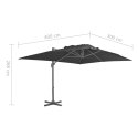 VidaXL Parasol wiszący z aluminiowym słupkiem, 4x3 m, czarny