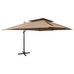 VidaXL Parasol wiszący z podwójną czaszą, 400x300 cm, taupe