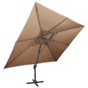 VidaXL Parasol wiszący z podwójną czaszą, 400x300 cm, taupe