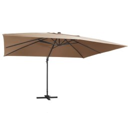 VidaXL Parasol wiszący z LED i aluminiowym słupkiem, 400x300 cm, taupe