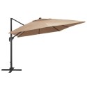 VidaXL Parasol wiszący z LED i aluminiowym słupkiem, 400x300 cm, taupe