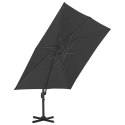 VidaXL Parasol wiszący z aluminiowym słupkiem, 3x3 m, czarny