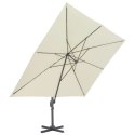 VidaXL Parasol wiszący z aluminiowym słupkiem, 400x300 cm, piaskowy