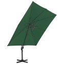 VidaXL Parasol wiszący z aluminiowym słupkiem, 400x300 cm, zielony