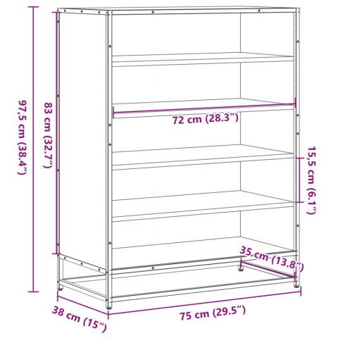 VidaXL Szafka na buty, przydymiony dąb, 75x38x97,5 cm VidaXL Szafka na buty, przydymiony dąb, 75x38x97,5 cm