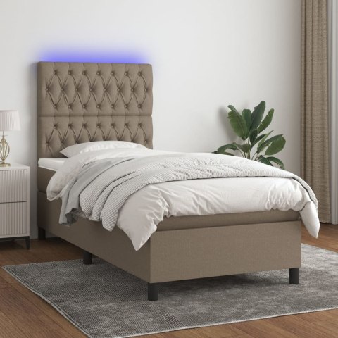 VidaXL Łóżko kontynentalne z materacem, taupe, 90x190 cm, tkanina