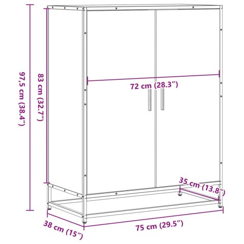Szafka na buty, przydymiony dąb, 75x38x97,5 cm Szafka na buty, przydymiony dąb, 75x38x97,5 cm