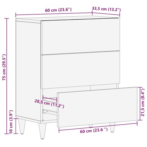 Komoda 60x33,5x75 cm Drewno lite Mango Komoda 60x33,5x75 cm Drewno lite Mango