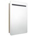  Szafka łazienkowa z lustrem i LED, biel i dąb, 60 x 11 x 80 cm