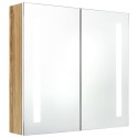  Szafka łazienkowa z lustrem i LED, biel i dąb, 62x14x60 cm