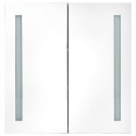  Szafka łazienkowa z lustrem i LED, biel i dąb, 62x14x60 cm