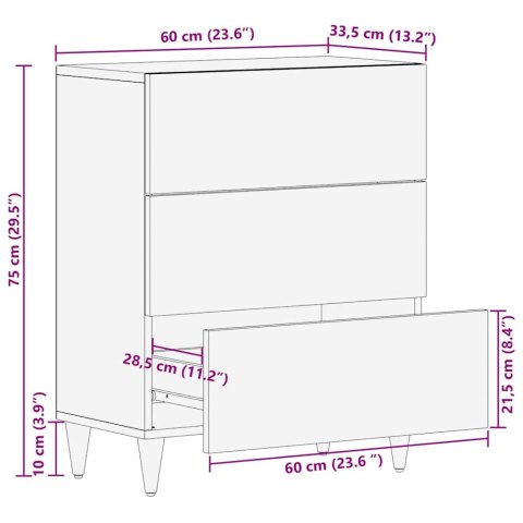 Komoda Jasnoszara 60x33,5x75 cm Drewno lite Mango Komoda Jasnoszara 60x33,5x75 cm Drewno lite Mango
