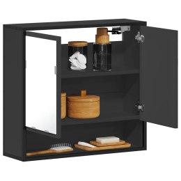 VidaXL Szafka łazienkowa z lustrem, czarna, 65x20x60 cm drewno klejone