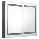 VidaXL Szafka łazienkowa z lustrem i LED, lśniąca szarość, 80x12x68 cm