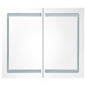 VidaXL Szafka łazienkowa z lustrem i LED, lśniąca szarość, 80x12x68 cm