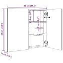 VidaXL Szafka łazienkowa z lustrem i LED, lśniąca szarość, 80x12x68 cm