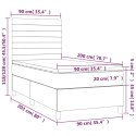 VidaXL Łóżko kontynentalne, materac i LED, niebieski aksamit 90x200 cm