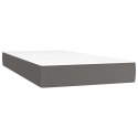 VidaXL Łóżko kontynentalne z materacem i LED, szara ekoskóra 90x200 cm