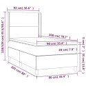 VidaXL Łóżko kontynentalne z materacem i LED, szara ekoskóra 90x200 cm