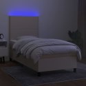 VidaXL Łóżko kontynentalne z materacem, kremowe, 100x200 cm, tkanina