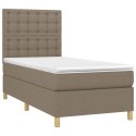 VidaXL Łóżko kontynentalne z materacem, taupe, 90x190 cm, tkanina