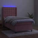 VidaXL Łóżko kontynentalne z materacem i LED, różowy aksamit 90x190 cm