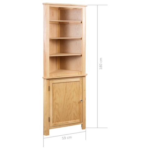 VidaXL Szafka narożna, 59 x 36 x 180 cm, lite drewno dębowe VidaXL Szafka narożna, 59 x 36 x 180 cm, lite drewno dębowe