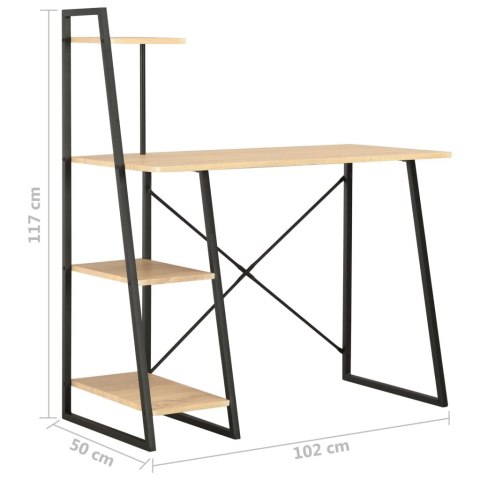 Biurko z regałem, czarno-dębowe, 102 x 50 x 117 cm Biurko z regałem, czarno-dębowe, 102 x 50 x 117 cm