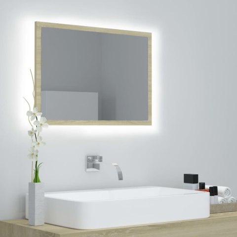 Lustro łazienkowe LED, kolor dąb sonoma, 60x8,5x37 cm, akryl Lustro łazienkowe LED, kolor dąb sonoma, 60x8,5x37 cm, akryl