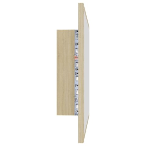 Lustro łazienkowe LED, kolor dąb sonoma, 60x8,5x37 cm, akryl Lustro łazienkowe LED, kolor dąb sonoma, 60x8,5x37 cm, akryl