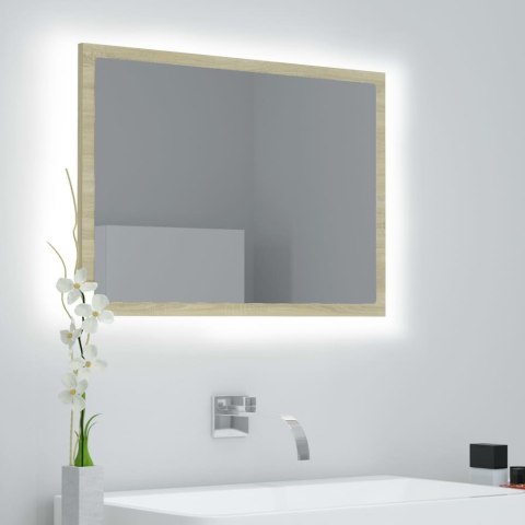 Lustro łazienkowe LED, kolor dąb sonoma, 60x8,5x37 cm, akryl Lustro łazienkowe LED, kolor dąb sonoma, 60x8,5x37 cm, akryl