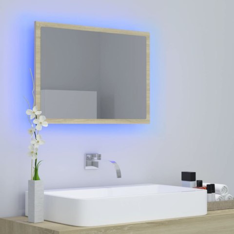 Lustro łazienkowe LED, kolor dąb sonoma, 60x8,5x37 cm, akryl Lustro łazienkowe LED, kolor dąb sonoma, 60x8,5x37 cm, akryl