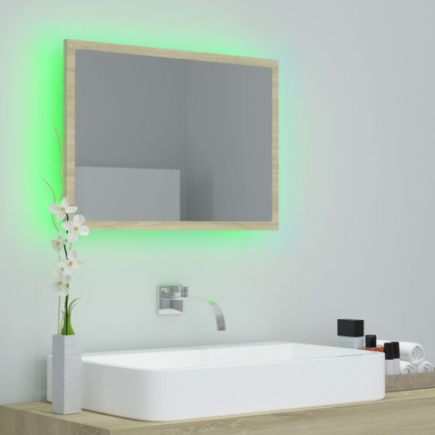 Lustro łazienkowe LED, kolor dąb sonoma, 60x8,5x37 cm, akryl Lustro łazienkowe LED, kolor dąb sonoma, 60x8,5x37 cm, akryl